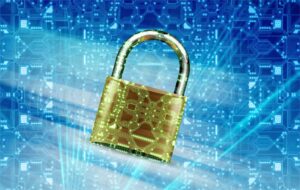 image of lock in the middle of a motherboard for cybersecurity