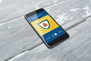 image of phone on a table with security mode activated