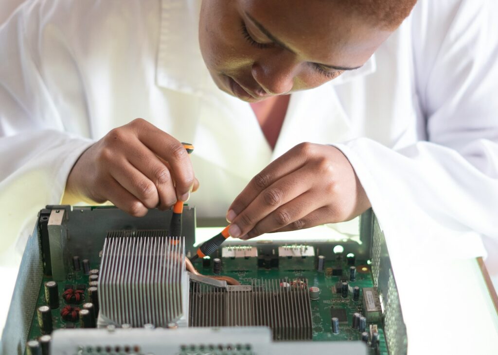 woman working on hardware